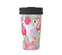Dos flamencos rojos con un solo botón, cubierta de taza abierta, protección del medio ambiente y salud, acero inoxidable, portátil, conservación del calor y conservación del frío, se utiliza para