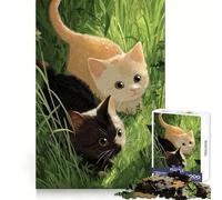 Dos Gatitos en la Hierba Alta Rompecabezas para Adultos 1000 Piezas Habilidad analítica Ocio Escape Encaja a la perfección Regalo de Temporada (50x75cm)