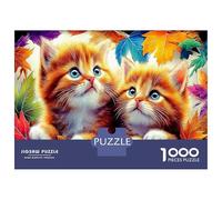 Dos Gatitos Entre Hojas otoñales 1000 Piezas Puzzle Premium Arte felino Puzzle, Cartón Resistente - para Parejas, Ultra Difícil, Top Calificado, 38x26cm/1000pcs