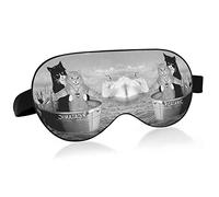 Dos gatos a la deriva en una tina de lavado de acero en Icebergsin Sea Eye Masks Cover Blocks Light Sleep Mask Shade Cover Blindfold Relaxing Eyeshade Cover con correa ajustable para la cabeza para ho