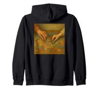 Dos Generaciones Trabajando un Rompecabezas Ilustración de Estilo Vintage Sudadera con Capucha