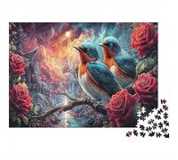 Dos Golondrinas perche en Rama de Rosa Puzzle Vida Silvestre Rompecabezas 1000 Piezas - Adultos, Desafiante, Regalo, Juego Familiar 38x26cm/1000pcs