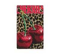Dos grandes cerezas rojas sobre estampado de leopardo, placa de pared en blanco, cubierta decorativa para interruptor de luz, 1 banda para cocina, baño, tamaño 11,4 x 7 cm