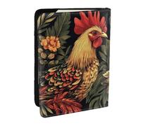 Dos grandes gallos uno frente al otro impreso soporte para pasaporte, funda de viaje de piel sintética para pasaporte, organizador para hombres y mujeres, 6.5 pulgadas