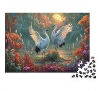 Dos grúas de Corona roja Bailando al anochecer Puzzle 1000 Piezas Vida Silvestre Rompecabezas - Adultos, Desafiante, Regalo, Juego Familiar, Decoración del Hogar 38x26cm/1000pcs