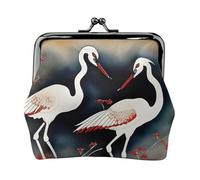 Dos grúas japonesas volando pintura tradicional impresión minimalista cartera de viaje, pequeña bolsa de almacenamiento para viajes de senderismo y excursiones al aire libre, Black, Talla única, Bolsa