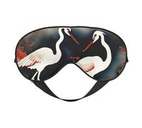 Dos grullas japonesas volando pintura tradicional impresa ligera máscara para dormir transpirable bloqueo de luz viajes yoga aventuras al aire libre