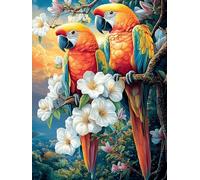 Dos guacamayos en una Playa Tropical Puzzles 500 Piezas Desafío Nivel Difícil Ciencia ficción sueño mágico Rompecabezas para Adultos Aliviar Estrés Decoración Hogar DIY Moderno Portátil 500 PCS