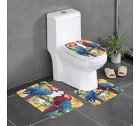 Dos Guacamayos Escarlata Posados Juntos Juego De 3 Alfombras De Baño Antideslizante Inodoro Cubierta De Tapa Absorbente Alfombra De Contorno para Entrar Casa Bañera