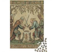 Dos Guerreros Vikingos Medievales se baten en Duelo con hachas en Alto 1000 Piezas Rompecabezas para Adultos para Amantes O Amigos Imposable 70x50cm/1000pcs