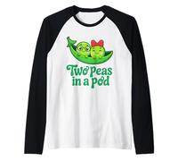Dos Guisantes en una Vaina Linda Pareja romántica a Juego Amistad Camiseta Manga Raglan