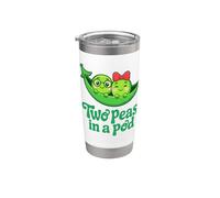 Dos guisantes en una vaina linda pareja romántica a juego amistad Vaso térmico de acero inoxidable de doble pared