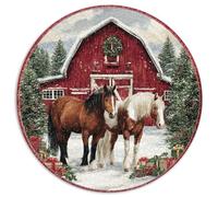 Dos Hermosos Caballos Frente a un Granero Rojo Rompecabezas para Adultos 1000pcs (67.5x67.5cm),Juegos De Desafío De