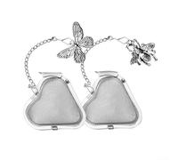Dos infusores de té de corazón hechos de acero inoxidable con 4 patrones decorativos y 2 filtros reutilizables para uso de té de hojas sueltas (C)