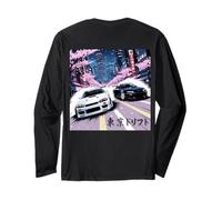 Dos JDM Japan Drifting Racing Cars Tokyo Skyline en la Parte Posterior Manga Larga