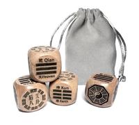Dos juegos de ocho dados de madera de trigramos (Bagua innata, Bagua adquirida), misticismo oriental, brújula Feng Shui, Tai Chi Yin Yang, herramientas de adivinación y profecía (4 unidades, 25 mm)