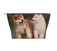 Dos Lindo Perro Akita, Bolsa de artículos de tocador Bolsa de Maquillaje Bolsa de cosméticos Bolsa de artículos de tocador de Viaje portátil