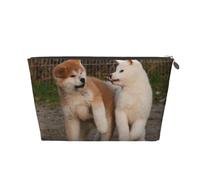 Dos Lindo Perro Akita, Bolsa de artículos de tocador Bolsa de Maquillaje Bolsa de cosméticos Bolsa de artículos de tocador de Viaje portátil