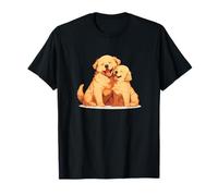 Dos lindos cachorros Golden Retriever Corazones Kawaii Camiseta