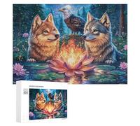Dos Lobos con Aura de corazón Puzzle 300 Piezas para Adultos Juego De Relajación Resistencia Mental Regalo para Tardes Largas 300 PCS