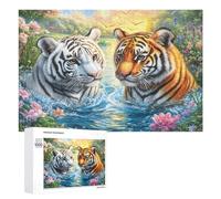 Dos Lobos con Loto en Llamas y águila Puzzle 1000 Piezas para Adultos Juego Relajante Nocturno Mejora De La Atención Regalo para La Noche 1000 PCS