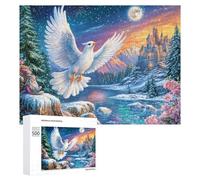 Dos Lobos con Loto y águila voladora Puzzle 500 Piezas para Adultos Sesión De Relajación Mejora De La Concentración Regalo para La Tarde 500 PCS