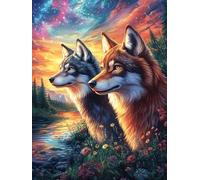 Dos Lobos en el Bosque mágico Rompecabezas 300 Piezas Cartón para Niños Mayores 14 Años Noches De Cita Antiestrés Pack Completo Detalle Único Original 300 PCS