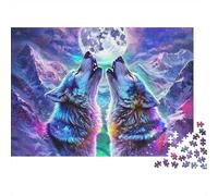 Dos Lobos Puzzle de 1000 Piezas Papel para Adultos Noche Luna Juego de Puzzle Puzzle para Toda la Familia Decoración Regalo 38x26cm/1000pcs