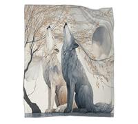 Dos Lobos sentados bajo un Sauce Blanket Sofa Throw 3D Impreso Es Suave Y Cómodo Al Tacto,Adecuado para Que Toda La Familia Se Mantenga Abrigada 50x60inch(127x152cm)