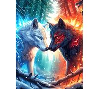Dos Lobos, uno Claro y uno Oscuro, en un Bosque mágico Puzzle 500 Piezas Cartón con Papel Toda La Familia Vida Silvestre y Plantas Tiempo Libre En Casa Más Vendido Regalo Original