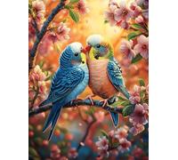 Dos Loros en un árbol florecido Rompecabezas 500 Piezas Cartón Grueso para Parejas Sueño Mágico de Ciencia Ficción Desarrollo Habilidades Actividad Familiar Educativa Decoración Dormitorio 500 PCS