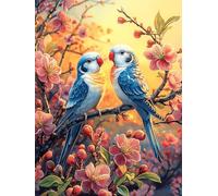 Dos loros en una rama de cerezo en flor Rompecabezas 1000 Piezas Cartón Grueso Para Coleccionistas Vida silvestre y mascotas Mejora Memoria Desarrollo Cognitivo Diversión Familia Regalo Reyes Magos 10
