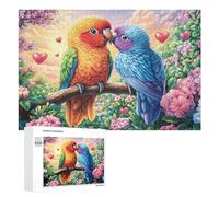 Dos Loros Que se acurrucan en la Rama de florecimiento Puzzle 1000 Piezas para Mayores Tiempo Libre Interior Entrenamiento De Memoria Regalo para Jubilación 1000 PCS