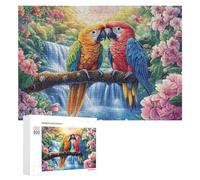 Dos Macaos Antes de la Cascada con Flores Puzzle 300 Piezas para Adultos Momento Tranquilo Entrenamiento Mental Regalo para Uso Diario 300 PCS