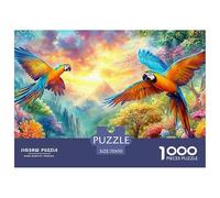 Dos Macaws en Vuelo sobre una Flora Vibrante Puzzle De 1000 Piezas el Loro Perfecto Regalo De Cumpleaños para Niños Y Adultos 70x50cm/1000pcs