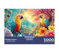 Dos Macaws Entre Flores y Frutas Puzzle De 1000 Piezas el Loro Diversión De Ingenio para Adultos Y Niños 38x26cm/1000pcs