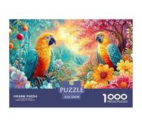 Dos Macaws Entre Flores y Frutas Puzzle De 1000 Piezas el Loro Elemento Esencial para Las Noches De Juegos En Familia, Adultos Y Niños 52x38cm/1000pcs