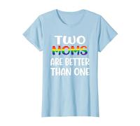 Dos mamás Son Mejores Que una Idea del Día de la Madre LGBT del Orgullo Gay Camiseta, Mujer, Azul Bebé, XS