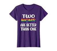 Dos mamás Son Mejores Que una Idea del Día de la Madre LGBT del Orgullo Gay Camiseta, Mujer, Morado, XS