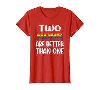Dos mamás Son Mejores Que una Idea del Día de la Madre LGBT del Orgullo Gay Camiseta, Mujer, Rojo, XS