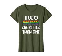 Dos mamás Son Mejores Que una Idea del Día de la Madre LGBT del Orgullo Gay Camiseta, Mujer, Verde Oliva, 3XL