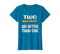 Dos mamás Son Mejores Que una Idea del Día de la Madre LGBT del Orgullo Gay Camiseta, Mujer, Zafiro, L