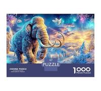 Dos mamutes en una Escena de Cuento de Hadas Puzzle De 1000 Piezas Campo de Hielo Mamut Cartón Reciclado Premium, Regalo para Todas Las Edades 52x38cm/1000pcs
