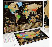 Dos Mapas de Rascar - Mapa Mundi y Mapa de Estados Unidos. Pósteres Rascables de Viaje para Adultos y Niños, Hechos en Europa
