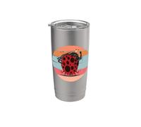 Dos mariquitas divertidas bailan juntas, insectos. Vaso térmico de acero inoxidable de doble pared