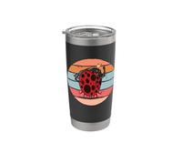 Dos mariquitas divertidas bailan juntas, insectos. Vaso térmico de acero inoxidable de doble pared