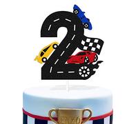 Dos moldes rápidos para tarta 2ª carrera, conductor de coche, a cuadros, temáticas para niños, niña, segunda fiesta de cumpleaños, suministros de color negro, purpurina de doble cara