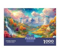 Dos Molinos de Viento en Las montañas del otoño Puzzle De 1000 Piezas Molino de Viento Colorido Perfecto Regalo para Niños, Niñas, Hombres Y Mujeres 70x50cm/1000pcs