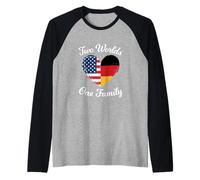 Dos Mundos Una Familia Herencia Americana Alemana Camiseta Manga Raglan