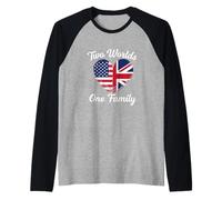 Dos Mundos una Familia Herencia británica Americana Camiseta Manga Raglan
